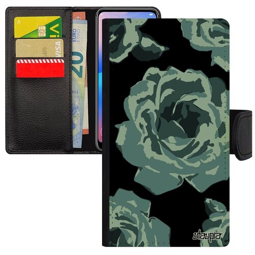 фото Противоударный чехол книжка на мобильный // apple iphone 8 plus // "цветы" стиль экзотичный, utaupia, серый