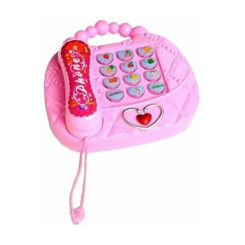 фото Телефон музыкал. розовый, светящийся, box, арт. 9091 yandex market