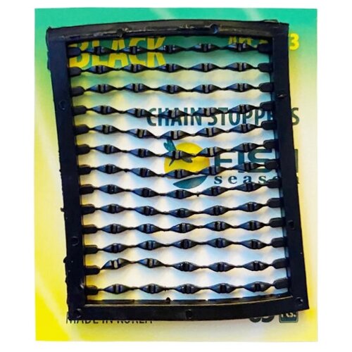 фото Набор 5 уп ! мягкий стопор на рамке для бойлов , fish seasons chain stoppers черный , 65шт/уп