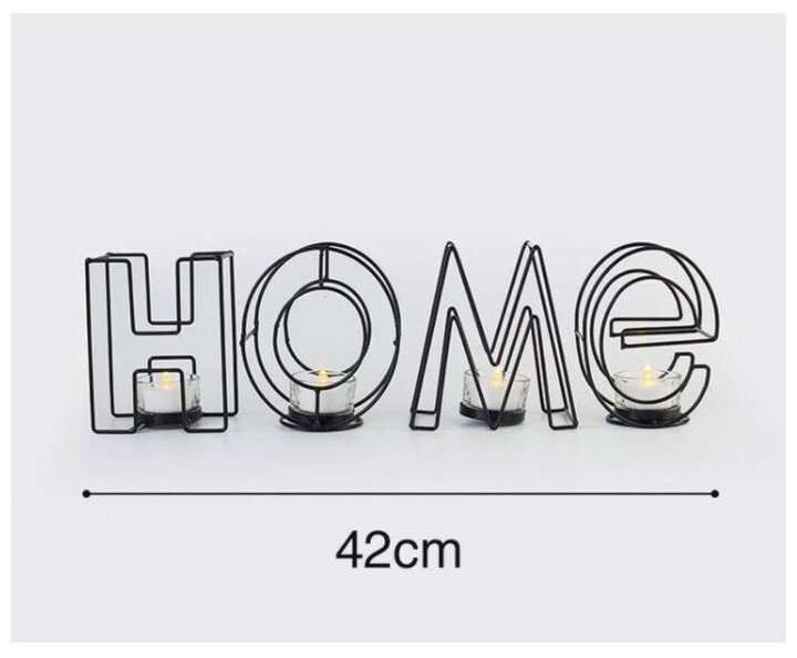Подсвечник металлический настольный "Home", 13.5 х 42 см, черный - фотография № 11