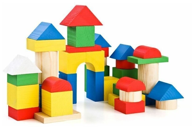 Деревянный конструктор Городок "Цветной" 43 дет. 6678-43