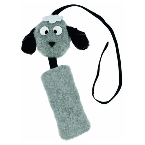 Игрушка для собаки GoSi овца Шуршик серый с натуральным хвостом Пушнина