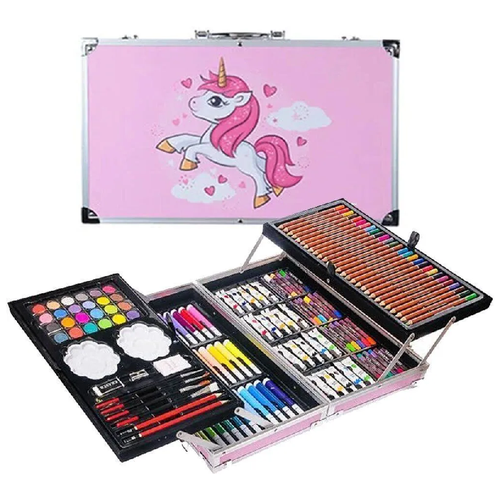фото Набор для рисования "набор юного художника - единорог" в алюминиевом чемоданчике, 145 предметов, розовый avocadoffka