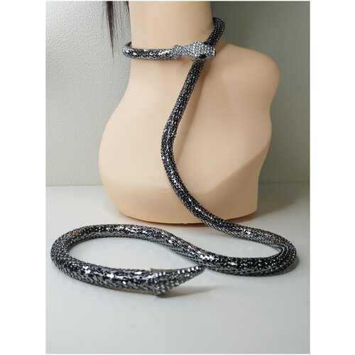 Колье, длина 100 см, черный