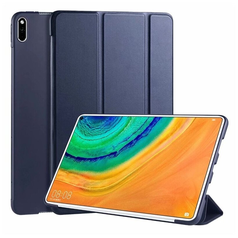 Чехол для планшета Huawei MatePad 11 (2021) / MatePad C7, из мягкого силикона, трансформируется в подставку (темно-синий)