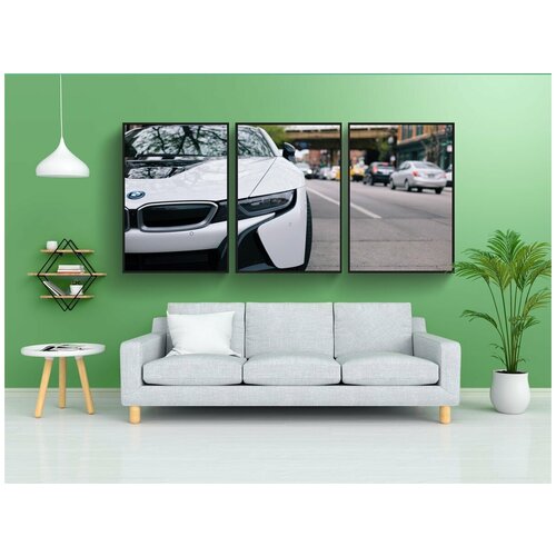 фото Набор модулных постеров для интерьера "bmw, машина, город" 60x90 см. в тубусе, без рамки lotsprints