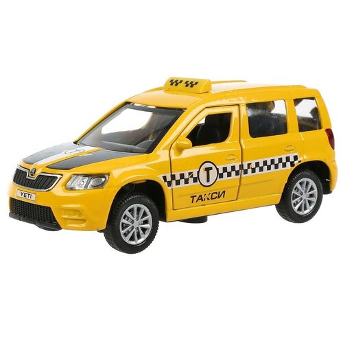 Купить Технопарк Машина металлическая Skoda Yeti такси», 12 см, световые и звуковые эффекты, открываются двери и багажник, инерция