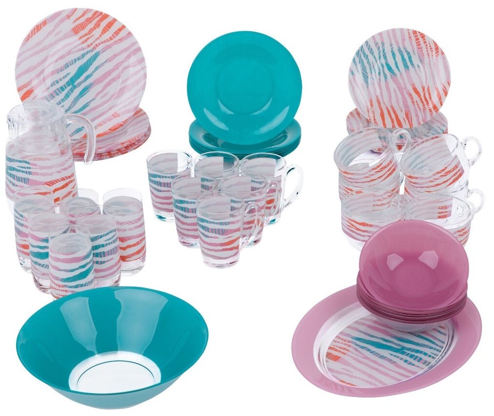 фото Столовый сервиз Luminarc Junia Pink Q4143, 6 персон, 46 предм.