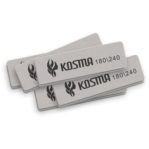 KOSMA Баф прямоугольный маленький серый 180/240, 58*40 мм пластиковая основа 10 шт. в упаковке