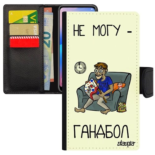 фото Защитный чехол-книжка на телефон // apple iphone x // "не могу - смотрю гандбол!" повод принт, utaupia, белый
