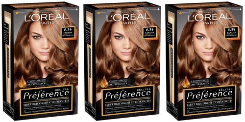 LOreal Краска для волос Preference 6.35 Гавана, светлый янтарь 3 штуки /