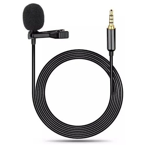 Микрофон петличный с входом 3.5 Jack / Черный / Петличка проводная универсальная / Для всех устройств / Для Iphone / Для Samsung