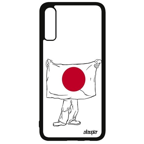 фото Качественный чехол на смартфон // samsung galaxy a70 // "флаг японии с руками" туризм страна, utaupia, белый