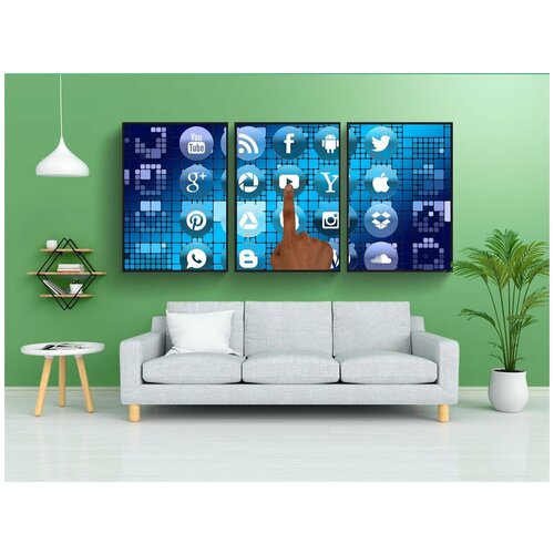 фото Набор модулных постеров для интерьера "палец, коснитесь, рука" 60x90 см. в тубусе, без рамки lotsprints