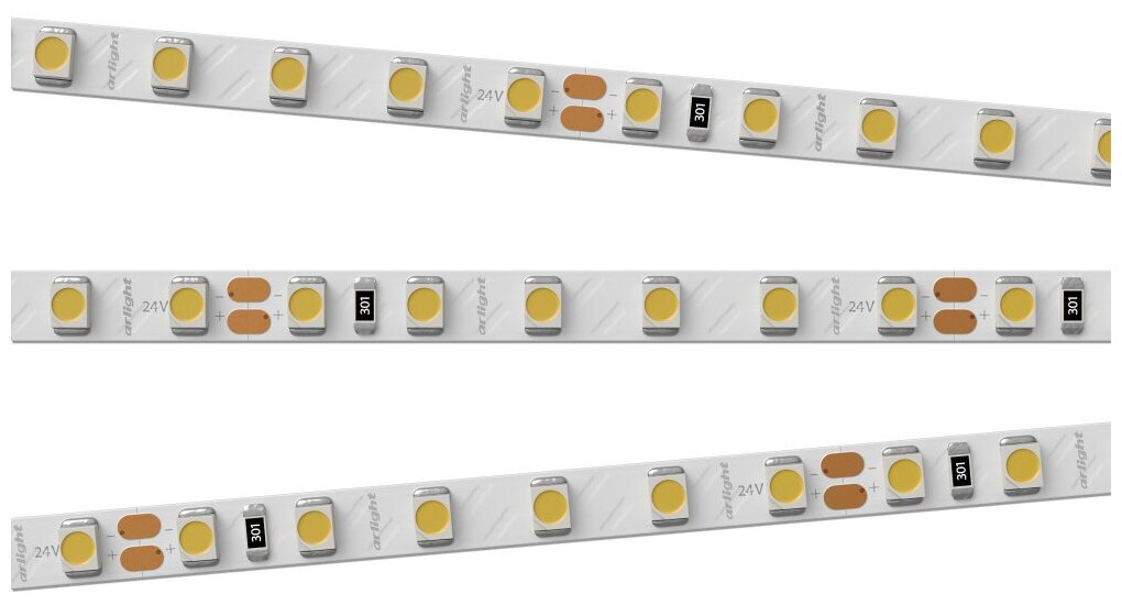 фото Лента RT 2-5000 24V Warm3000 5mm 2x (3528, 600 LED, LUX) (arlight, 9.6 Вт/м, IP20)