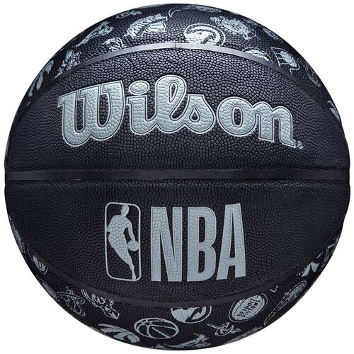 баскетбольный мяч wilson nba autograph platinum edition размер 7 platinum indoor oudoor Баскетбольный мяч Wilson NBA All Team, WTB1300XBNBA р.7, черный