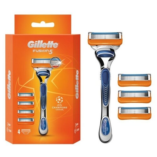 Gillette Бритва Gillette Fusion с 1 сменной кассетой + сменные кассеты для бритья 3 шт.