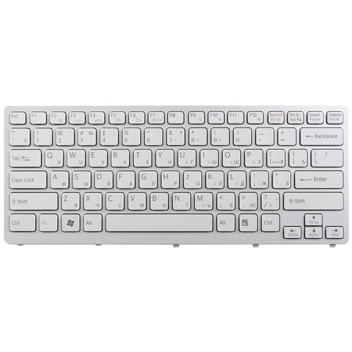 Клавиатура для ноутбука Sony Vaio VPC-CW VGN-CW Series Плоский Enter Белая С белой рамкой PN NSK-S7A0R 838₽