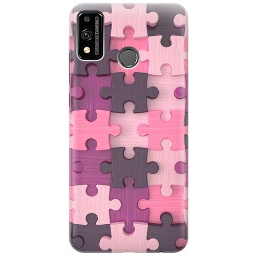 фото Ультратонкий силиконовый чехол-накладка для honor 9x lite с принтом "сиреневый паззл" gosso