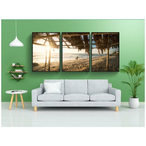 фото Набор модулных постеров для интерьера "пляж, хижина волны, остров" 60x90 см. в тубусе, без рамки lotsprints