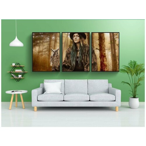 фото Набор модулных постеров для интерьера "женщина, женский пол, молодой" 60x90 см. в тубусе, без рамки lotsprints