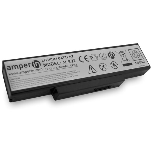 Аккумуляторная батарея (аккумулятор) AI-K72 для ноутбука Asus K72 K73 N73 A73 Series, 11.1v 4400mAh (49Wh) Amperin