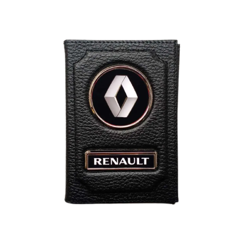 Обложка для автодокументов и паспорта Renault (рено) кожаная флотер