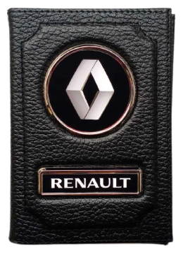 Обложка для автодокументов и паспорта Renault (рено) кожаная флотер
