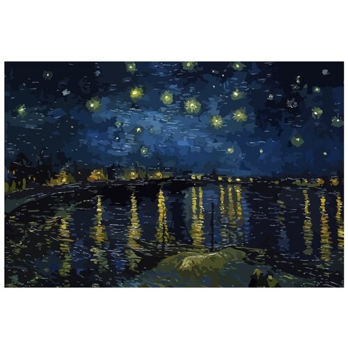 картина по номерам звездная ночь над роной Картина по номерам на холсте Звездная ночь над Роной 5059 60х40