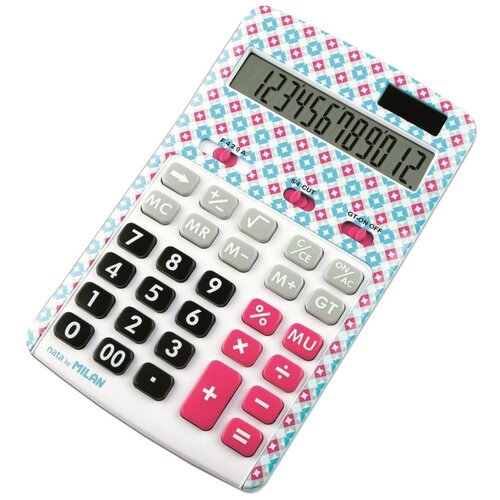 Калькулятор настольный MILAN 150712ACBL, белый/розовый канцелярия milan калькулятор настольный компактный 12 разрядов