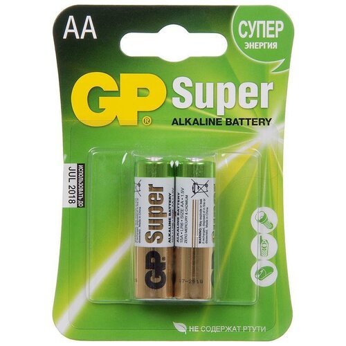 Набор из 10 штук Батарея GP Super Alkaline 15A LR6 AA (2шт) батарейка aa lr06 щелочная gp super alkaline 10 шт в упаковке gp 15a b10