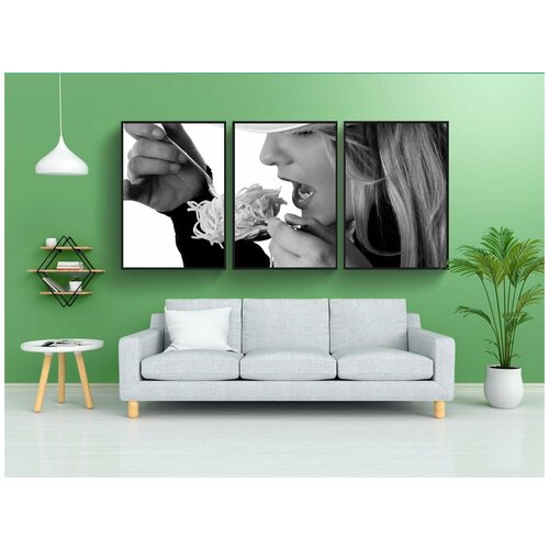 фото Набор модулных постеров для интерьера "девочка, еда, модель" 60x90 см. в тубусе, без рамки lotsprints