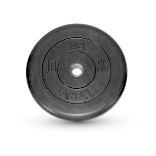 10 кг диск (блин) MB Barbell (черный) 26 мм. 5 кг диск блин mb barbell черный 26 мм