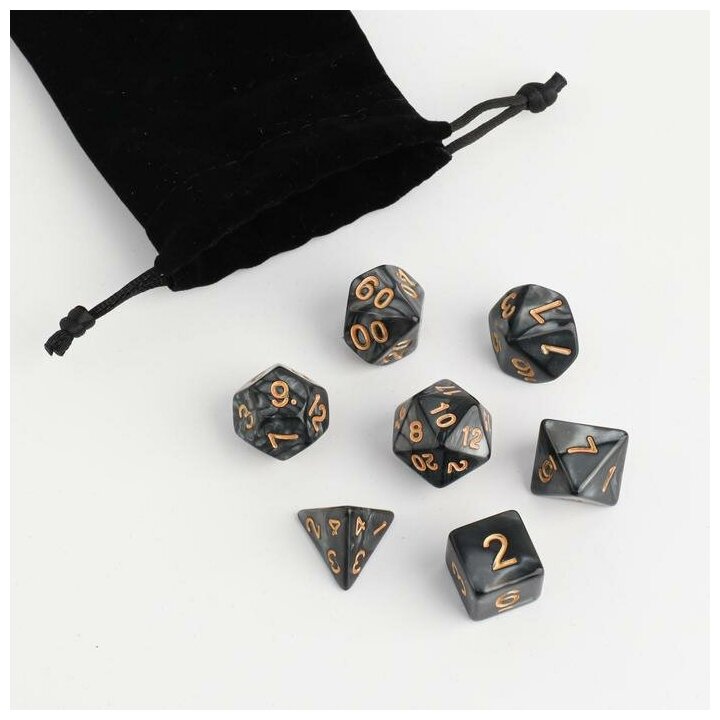 Дайсы для Днд "Перламутр", кубики для игры в D&D, 7 шт, зеленые — фото 1