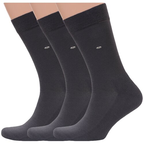 Комплект из 3 пар мужских носков с махровым следом RuSocks (Орудьевский трикотаж) темно-серые, размер 25 (38-40)