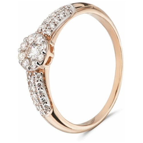 фото Русские самоцветы кольцо с бриллиантами из красного золота 585 пробы "мираж",17 размер, 53596