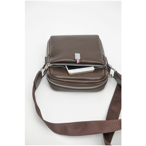 фото 363-09 1129-1 сумка кросс-боди мужская экокожа de-gosa коричневый