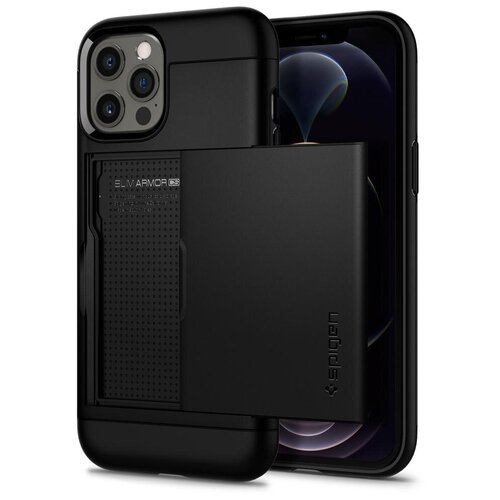 фото Чехол-визитница spigen для iphone 12 pro max - slim armor cs - чёрный - acs01623