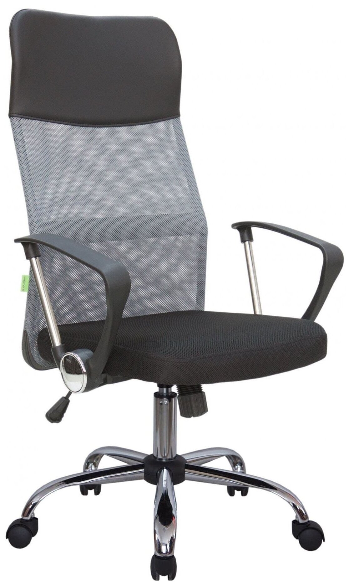Компьютерное кресло Riva Chair 8074 (подголовник - экокожа) Чёрная ткань/Серая сетка (DW-04)