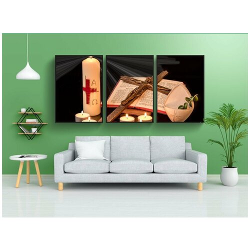 фото Набор модулных постеров для интерьера "пасхальный, пасхальная свеча, пересекать" 60x90 см. в тубусе, без рамки lotsprints