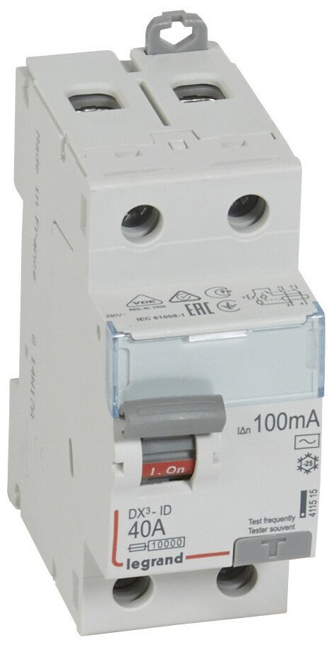 УЗО 2P 40А 100мА 10кА DX3 (Legrand) арт. 411515