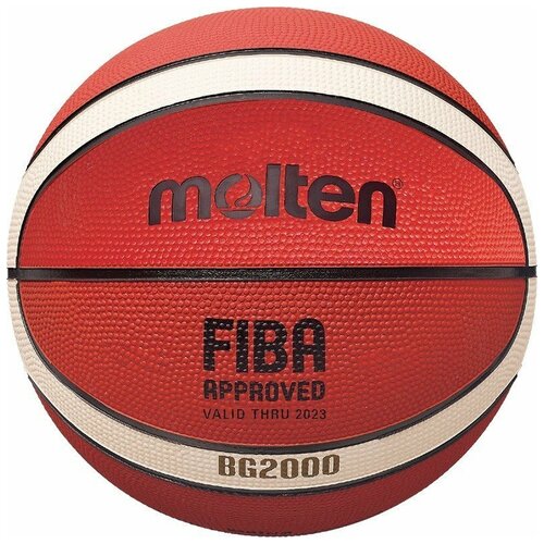 Мяч баскетбольный MOLTEN B6G2000 р. 6, FIBA Appr Level II, 12панелей, резина, бутиловая камера , нейл. корд, ор-беж-чер матчевый баскетбольный мяч molten 7 одобрен fiba