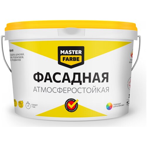 Master Farbe Фасадная атмосферостойкая матовая белый 14 л 14 кг