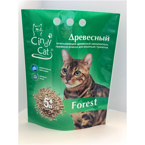 Наполнитель для кошачьего туалета древесный Cindy Cat Forest 5л (2кг)/ 5 шт.