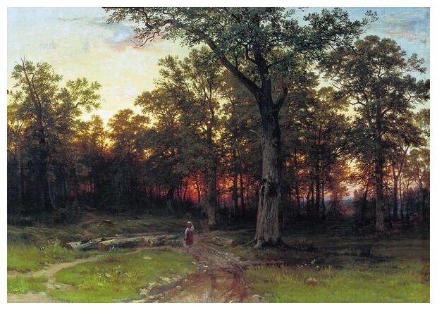 Репродукция на холсте Лес вечером (Wood in the evening) Шишкин Иван 71см. x 50см.