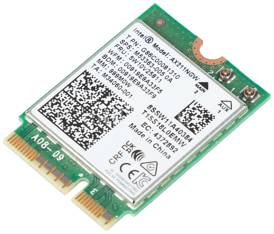 Сетевая карта Intel AX211.NGWG 999M0W Wi-Fi 6E AX211 (Gig+), 2230, 2x2 AX R2 (6GHz)+BT, vPro