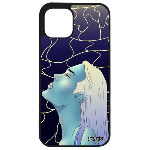 фото Защитный чехол на телефон // apple iphone 12 // "надежда" стиль аниме, utaupia, синий