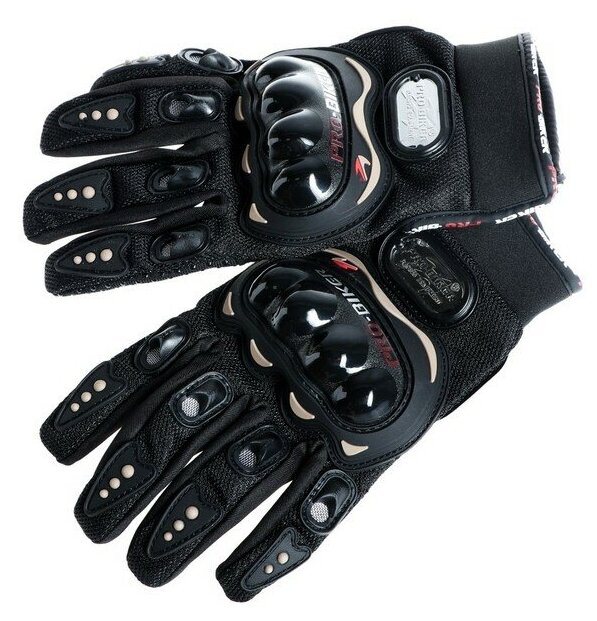 Перчатки для езды на мототехнике, с защитными вставками, пара, размер L, черные 3734847