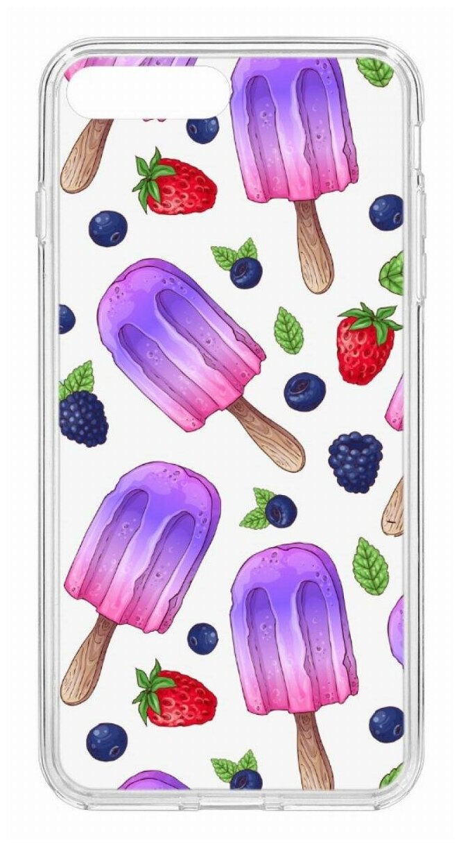 Чехол для iPhone 7 Plus/8 Plus Kruche Print Ice Cream,противоударная пластиковая накладка с рисунком,защитный силиконовый бампер с защитой камеры