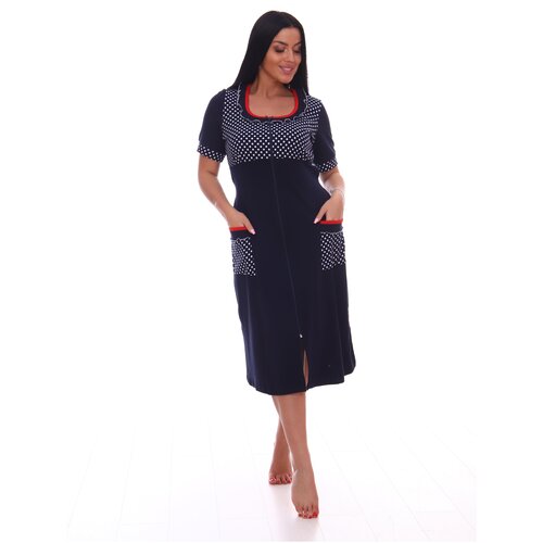 Халат женский на молнии с карманами Alina-Tex повседневный домашний синий